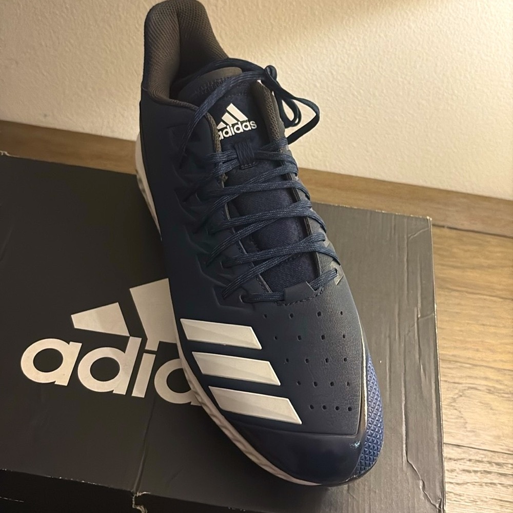 NEW [Adidas] Icon Bounce Metal Baseball Cleats Navy/White/Carbon Men’s Sz 15.0 - Picture 4 of 10